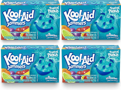 Kool-Aid Jammers Tropical Punch Drink Pouches – 40 x 180 mL (4 Packs of 10)g