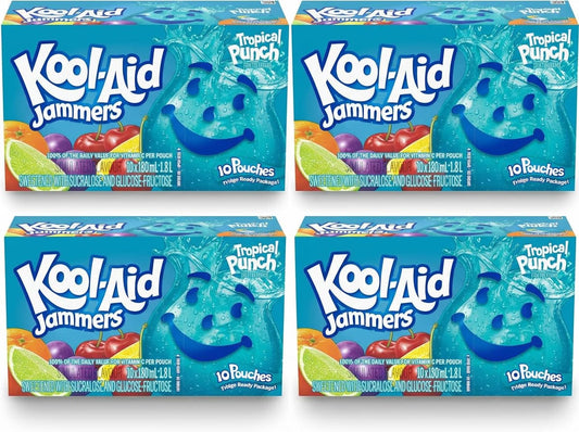 Kool-Aid Jammers Tropical Punch Drink Pouches – 40 x 180 mL (4 Packs of 10)g