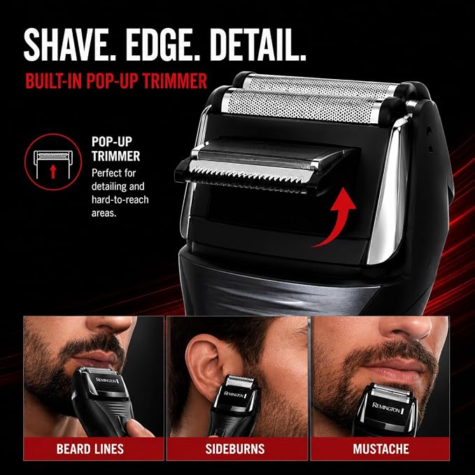 Remington F5-5800 Foil Electric Shaver for Men – Cordless Rechargeable Razor with Pivoting Flex Foils & Pop-Up Trimmer