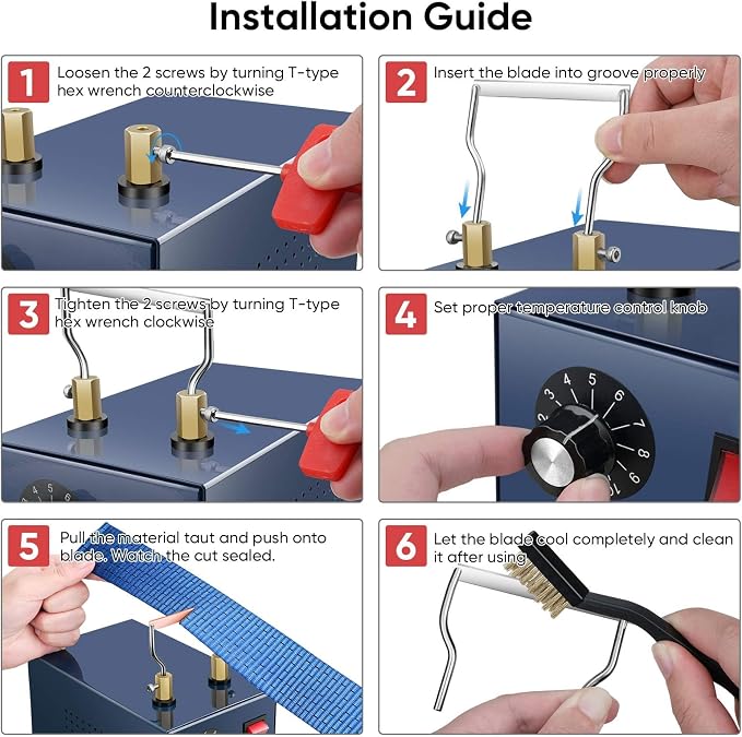 ROMECH 160W Electric Hot Knife Rope Cutter – Bench Mount Thermal Cutting & Heat Sealing Tool for Rope, Webbing & Fabric