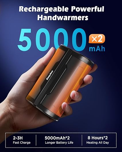 EasyAcc Rechargeable Magnetic Hand Warmers 2 Pack 10000mAh - Portable Power Bank