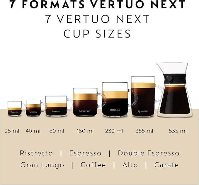 Nespresso Vertuo Next Coffee & Espresso Machine by De'Longhi – 7 Brew Sizes, Centrifusion Technology, One-Touch Pod Coffee Maker