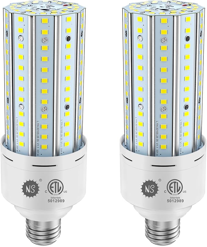 NS 60W A19 LED Light Bulbs 2-Pack – 9000 Lumens, Motion Sensor & Dusk-to-Dawn, 5000K Daylight, E26 Base