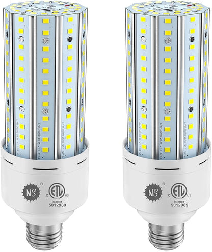 NS 60W A19 LED Light Bulbs 2-Pack – 9000 Lumens, Motion Sensor & Dusk-to-Dawn, 5000K Daylight, E26 Base