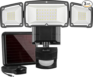 AmeriTop 1600LM Outdoor Solar Motion Sensor Light – 3-Head Adjustable LED Security Flood Light