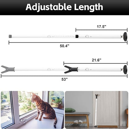 Lckoeiy Adjustable Door Security Bar – Heavy-Duty Door Jammer & Sliding Patio Door Security Bar, White