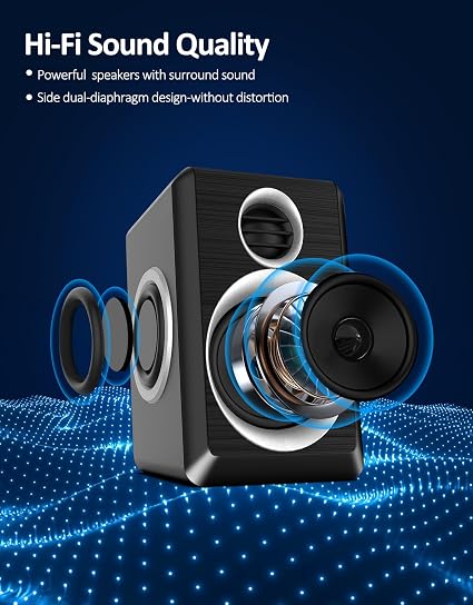 Computer Speakers – 12W USB-Powered Stereo PC Speakers with 3.5mm AUX, Deep Bass & Volume Control for Desktop and Laptop