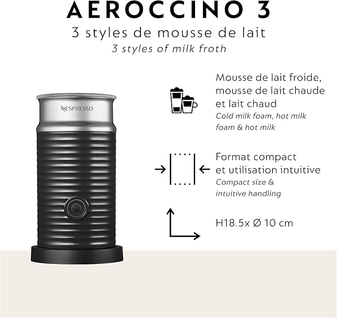 Nespresso Vertuo Coffee & Espresso Machine by Breville with Aeroccino Milk Frother – 4 Brew Sizes, Centrifusion Technology, Chrome