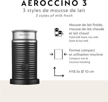 Nespresso Vertuo Coffee & Espresso Machine by Breville with Aeroccino Milk Frother – 4 Brew Sizes, Centrifusion Technology, Chrome