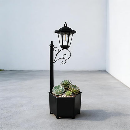 DJGIFI 29.5" Solar Lamp Post with Planter – Outdoor Waterproof Dusk-to-Dawn LED Garden Light for Patio, Yard & Pathway
