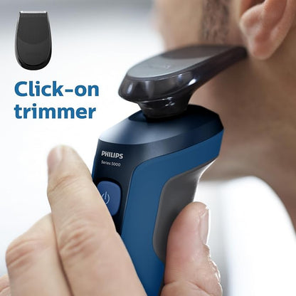 Philips Series 5000 S5466/17 Wet & Dry Electric Shaver – Cordless Rotary Razor with 360° Flex Heads & Precision Trimmer
