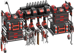 CCCEI Large Power Tool Organizer Wall Mount – Heavy-Duty Garage Drill Storage Rack with Charging Station