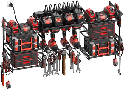 CCCEI Large Power Tool Organizer Wall Mount – Heavy-Duty Garage Drill Storage Rack with Charging Station