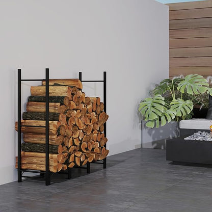C-Hopetree Adjustable Firewood Rack – Heavy-Duty Steel Indoor Outdoor Log Holder, 32–96" Expandable