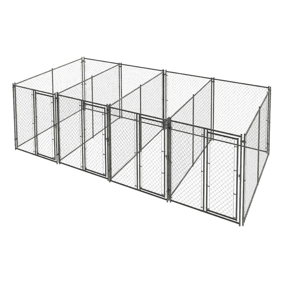 72″ × 10′ × 20′ Galvanized Chain Link Multi - Run Dog Kennel Kit with Divider Panels & Gates – 4 - Run System 1711614 - with | Sold by Uncle Wiener's Wholesale