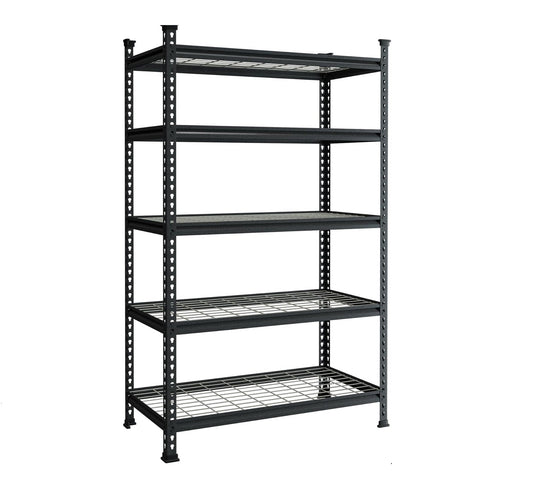 72" × 47" × 24" Heavy - Duty 2200 Lbs Matte Black Metal Wire Shelf – 5 - Tier Storage Rack RS724724B - with | Sold by Uncle Wiener's Wholesale