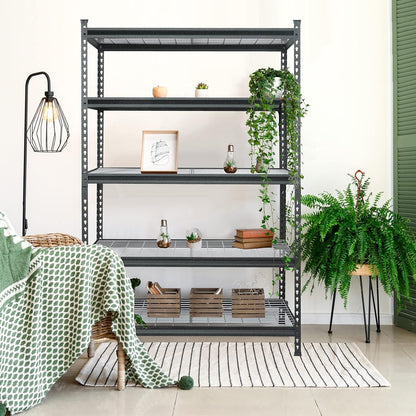 72" × 47" × 24" Heavy - Duty 2200 Lbs Matte Black Metal Wire Shelf – 5 - Tier Storage Rack RS724724B - with | Sold by Uncle Wiener's Wholesale