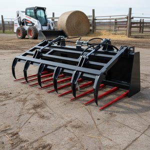 72" Hydraulic Manure Fork Grapple for Skid Steer | Heavy-Duty Farm Attachment MP1200