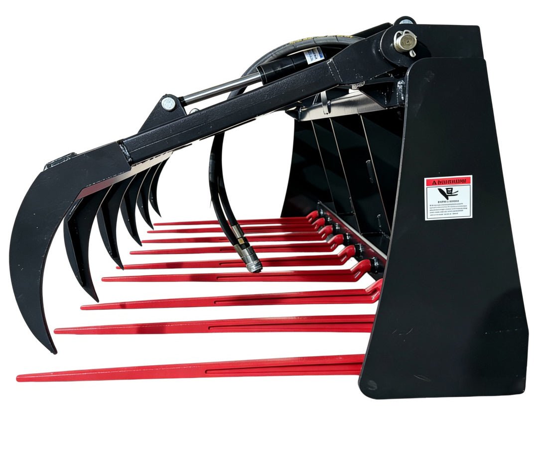 72" Hydraulic Manure Fork Grapple for Skid Steer | Heavy - Duty Farm Attachment MP1200 - Skid Steer Attachments with 72" Hydraulic Manure Fork | Sold by Uncle Wiener's Wholesale