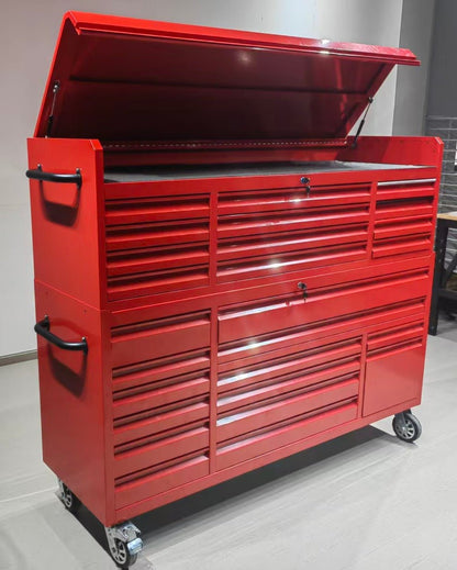 72″ Tool Bench Rolling Cabinet 26 - Drawer with Power Strip Heavy - Duty Steel - with Red | Sold by Uncle Wiener's Wholesale