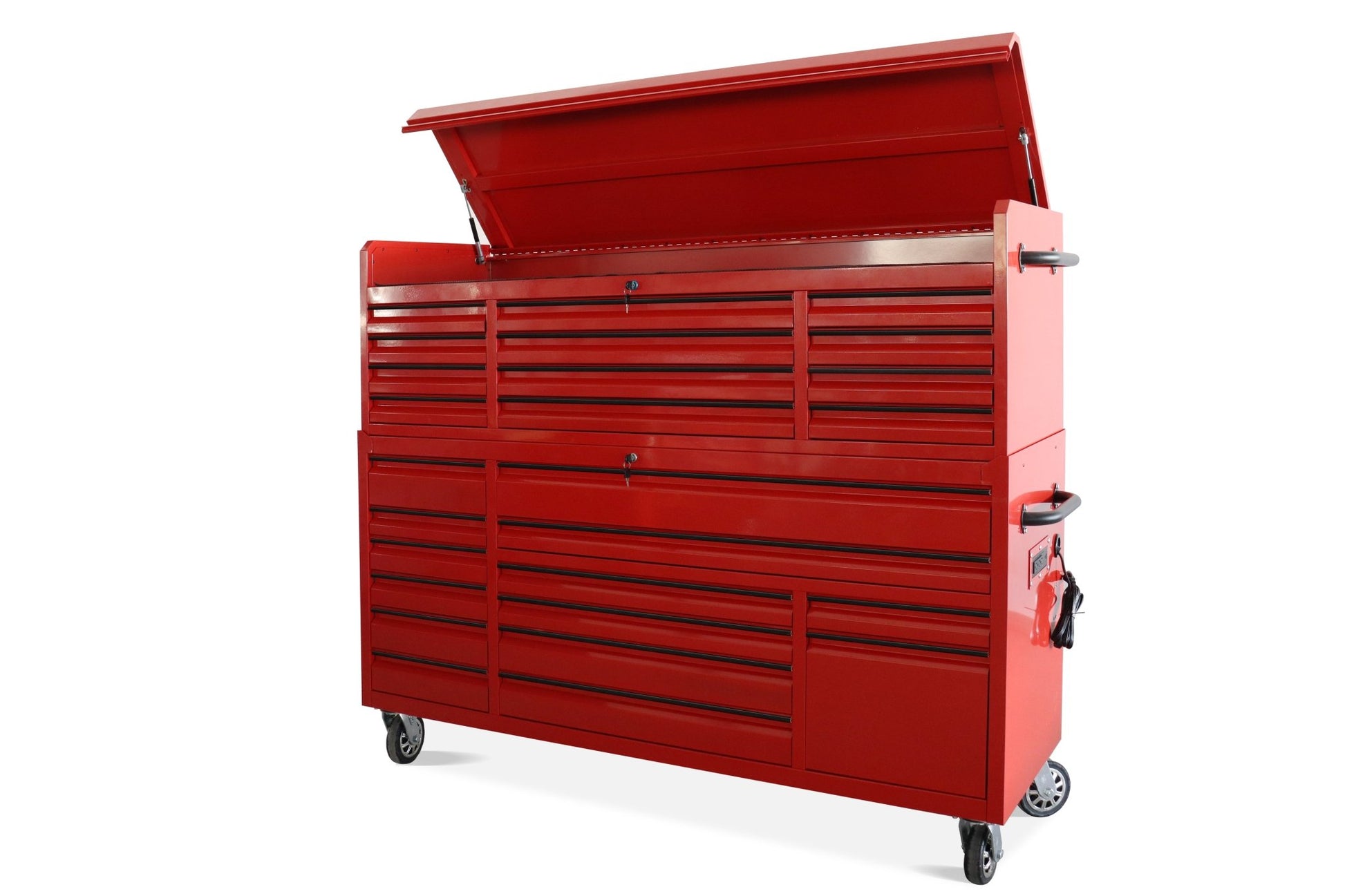 72″ Tool Bench Rolling Cabinet 26 - Drawer with Power Strip Heavy - Duty Steel - with Red | Sold by Uncle Wiener's Wholesale