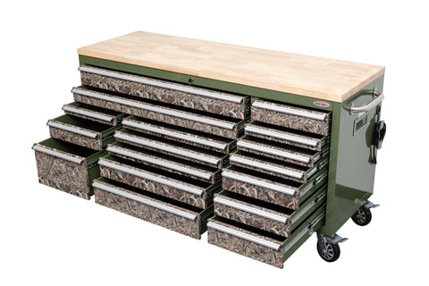6FT 17-Drawer Tool Bench Workstation & Tool Box – Heavy-Duty Rolling Workbench with Power Outlets & USB | Multi-Color Options