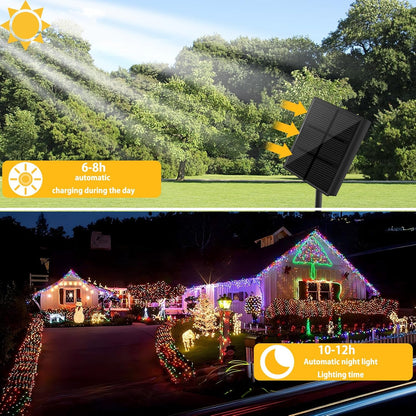 72FT Solar Multi Color String Lights – 200 LED Color Changing Outdoor Set – JXSL200 - with | Sold by Uncle Wiener's Wholesale
