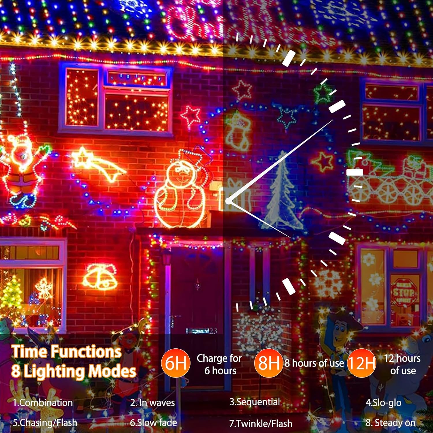 72FT Solar Multi Color String Lights – 200 LED Color Changing Outdoor Set – JXSL200 - with | Sold by Uncle Wiener's Wholesale