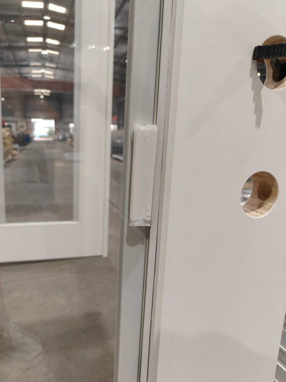 72x80 Double Fiberglass Door with Built - In Blinds Clear Glass Prehung Smooth White Finish Left or Right Active FG00DDLH FG00DDRH - with Left Hand Active | Sold by Uncle Wiener's Wholesale