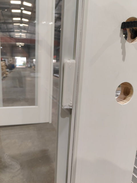 72x80 Double Fiberglass Door with Built - In Blinds Clear Glass Prehung Smooth White Finish Left or Right Active FG00DDLH FG00DDRH - with Left Hand Active | Sold by Uncle Wiener's Wholesale