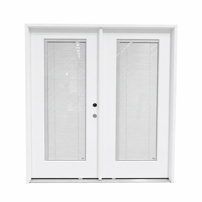 72x80 Double Fiberglass Door with Built-In Blinds Clear Glass Prehung Smooth White Finish Left or Right Active FG00DDLH FG00DDRH - General Equipment with Left Hand Active | Sold by Uncle Wiener's Wholesale