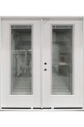 72x80 Double Fiberglass Door with Built - In Blinds Clear Glass Prehung Smooth White Finish Left or Right Active FG00DDLH FG00DDRH - with Left Hand Active | Sold by Uncle Wiener's Wholesale