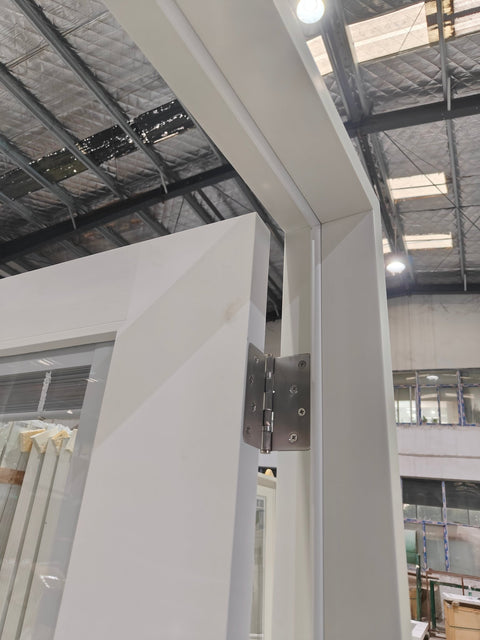 72x80 Double Fiberglass Door with Built - In Blinds Clear Glass Prehung Smooth White Finish Left or Right Active FG00DDLH FG00DDRH - with Left Hand Active | Sold by Uncle Wiener's Wholesale