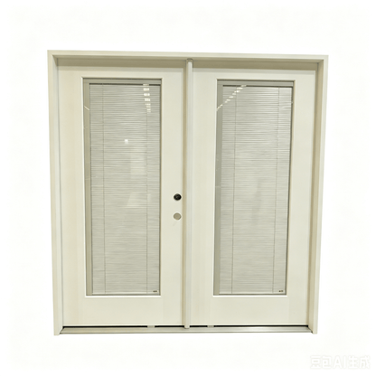 72x80 Double Fiberglass Door with Built-In Blinds Clear Glass Prehung Smooth White Finish Left or Right Active FG00DDLH FG00DDRH - General Equipment with Right Hand Active | Sold by Uncle Wiener's Wholesale