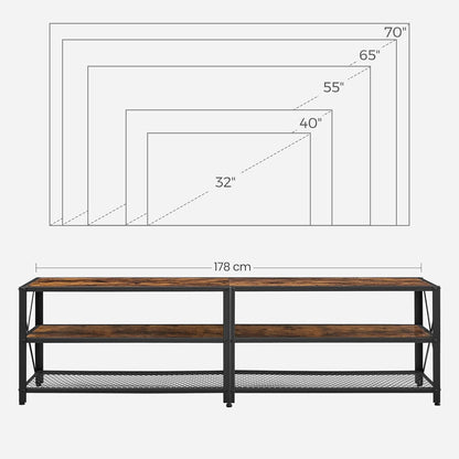 75 Inch Industrial TV Stand with Storage Shelves, Entertainment Center with Steel Frame and Mesh Shelf for Living Room and Bedroom Rustic Brown and Black LTV096B01 - with | Sold by Uncle Wiener's Wholesale