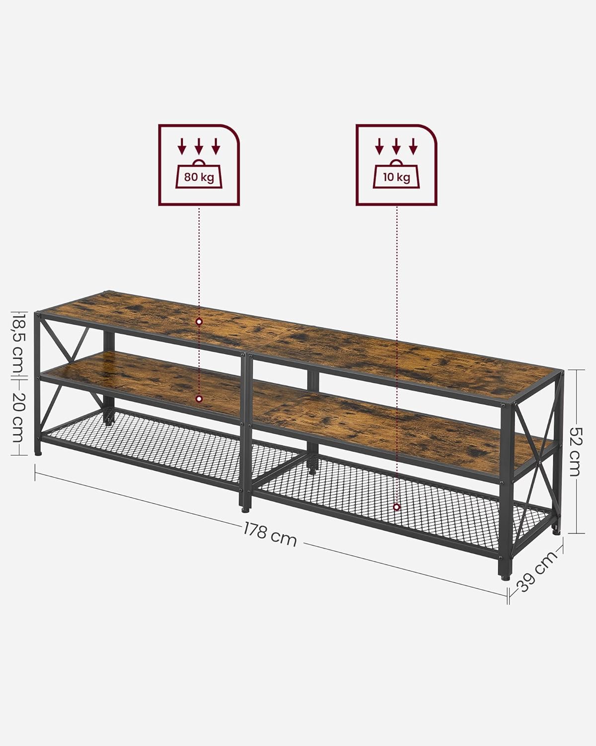 75 Inch Industrial TV Stand with Storage Shelves, Entertainment Center with Steel Frame and Mesh Shelf for Living Room and Bedroom Rustic Brown and Black LTV096B01 - with | Sold by Uncle Wiener's Wholesale