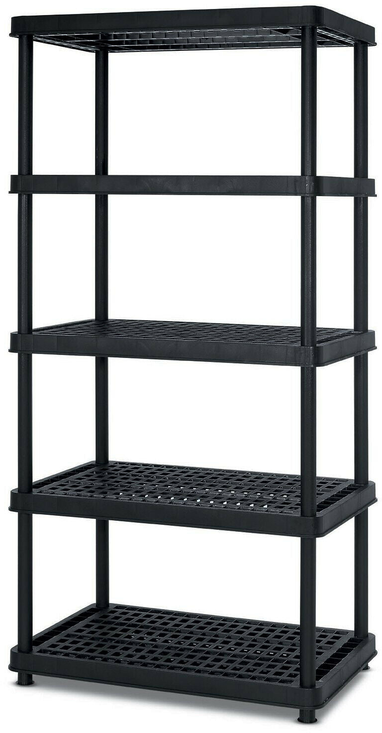 750 lb 5 - Tier Plastic Storage Shelf Rack – Snap - Fit Garage & Utility Shelving Unit SR907 - with | Sold by Uncle Wiener's Wholesale