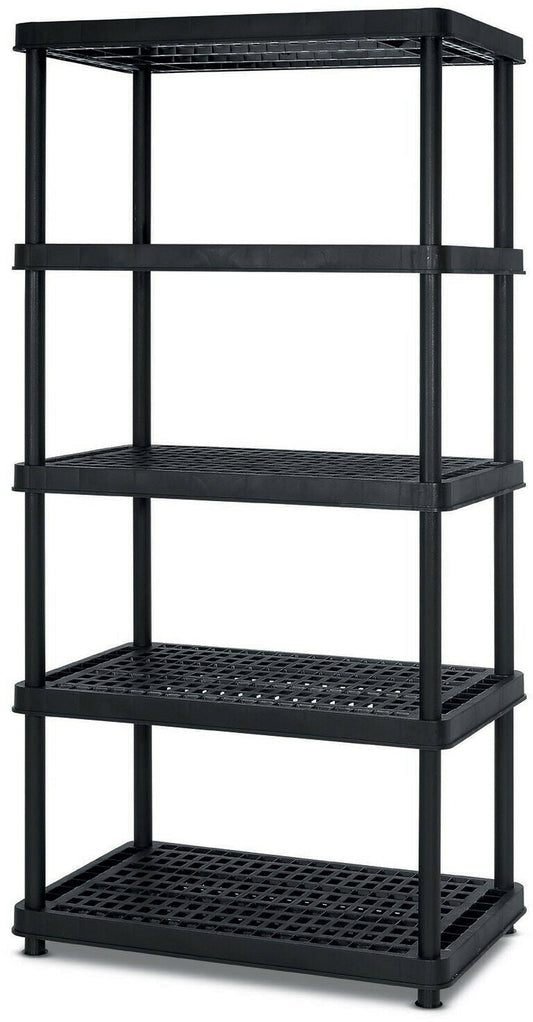 750 lb 5 - Tier Plastic Storage Shelf Rack – Snap - Fit Garage & Utility Shelving Unit SR907 - with | Sold by Uncle Wiener's Wholesale