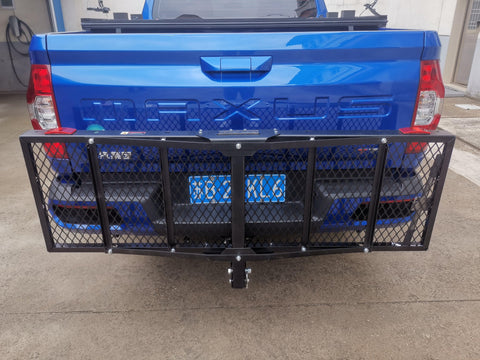 750 lb heavy-duty foldable hitch cargo carrier with steel mesh platform