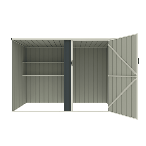 7.5×4 FT Dark Grey Metal Storage Shed – Galvanized Steel Outdoor Garden Tool House with Swing Door & Side Shelf EF0804B - with | Sold by Uncle Wiener's Wholesale