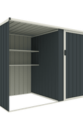 7.5×4 FT Dark Grey Metal Storage Shed – Galvanized Steel Outdoor Garden Tool House with Swing Door & Side Shelf EF0804B - with | Sold by Uncle Wiener's Wholesale