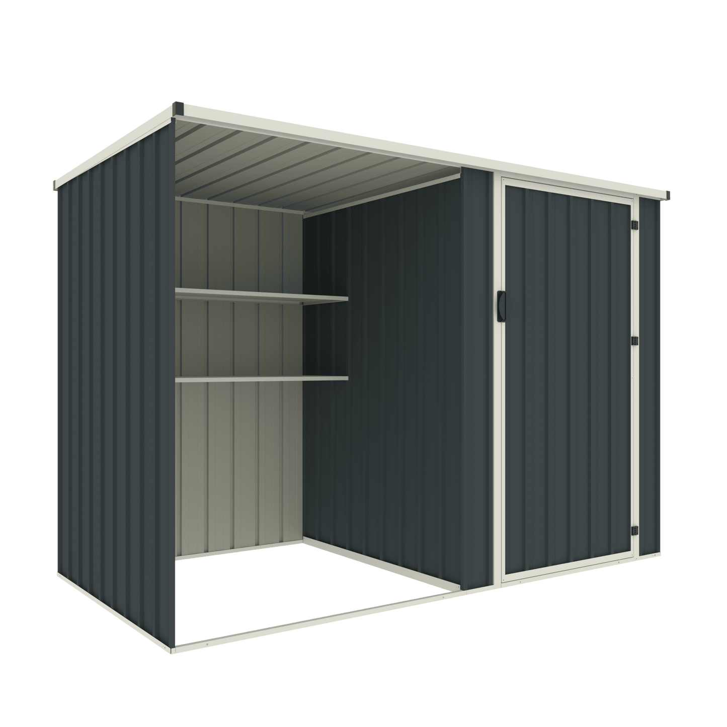 7.5×4 FT Dark Grey Metal Storage Shed – Galvanized Steel Outdoor Garden Tool House with Swing Door & Side Shelf EF0804B - with | Sold by Uncle Wiener's Wholesale