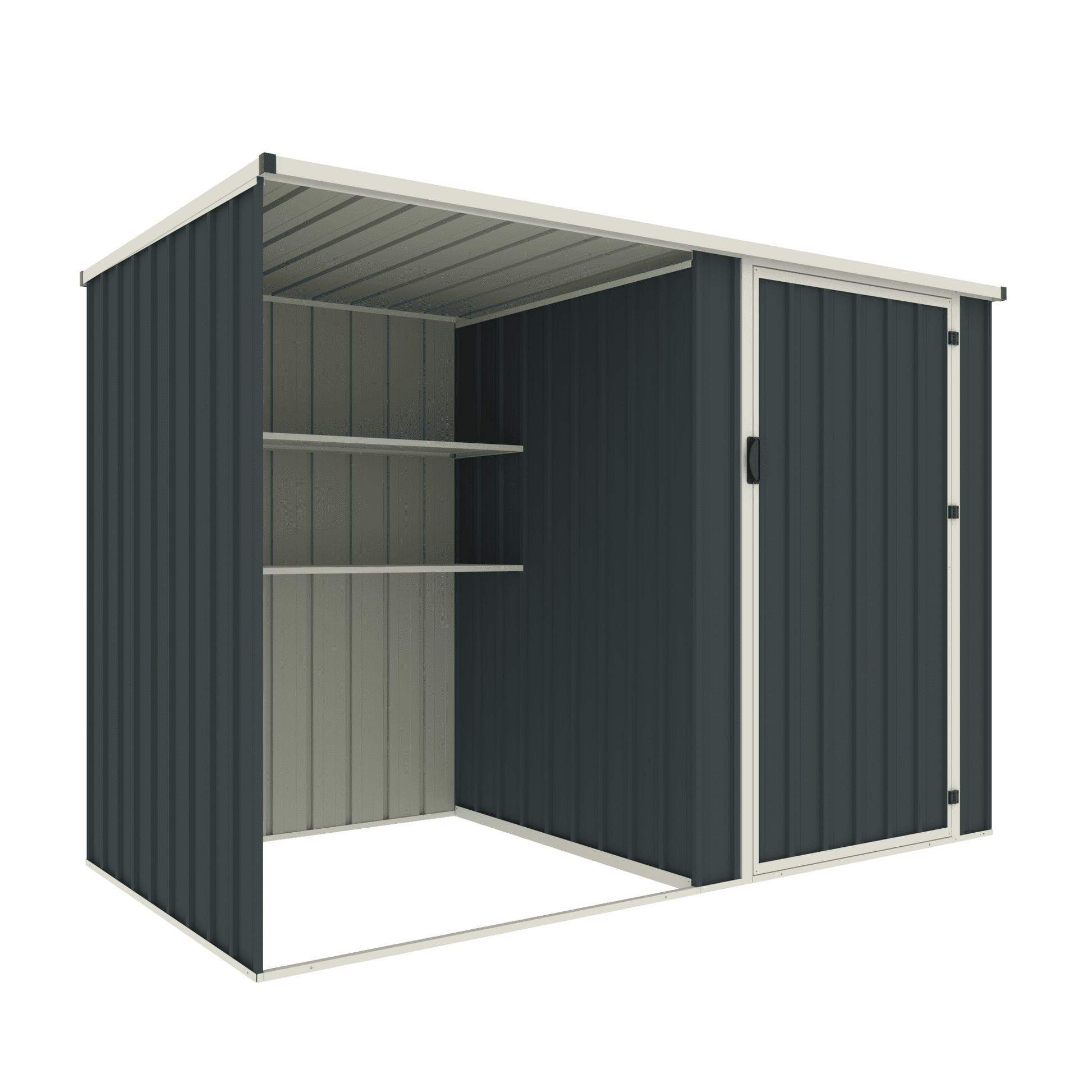 7.5×4 FT Dark Grey Metal Storage Shed – Galvanized Steel Outdoor Garden Tool House with Swing Door & Side Shelf EF0804B - with | Sold by Uncle Wiener's Wholesale