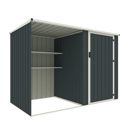 7.5×4 FT Dark Grey Metal Storage Shed – Galvanized Steel Outdoor Garden Tool House with Swing Door & Side Shelf EF0804B - with | Sold by Uncle Wiener's Wholesale