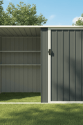 7.5×4 FT Dark Grey Metal Storage Shed – Galvanized Steel Outdoor Garden Tool House with Swing Door & Side Shelf EF0804B - with | Sold by Uncle Wiener's Wholesale