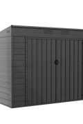 7.5x4.2 ft Outdoor Metal Storage Shed – Dark Grey, Dual Swing Doors, Heavy - Duty Steel Frame EF0804 - with | Sold by Uncle Wiener's Wholesale