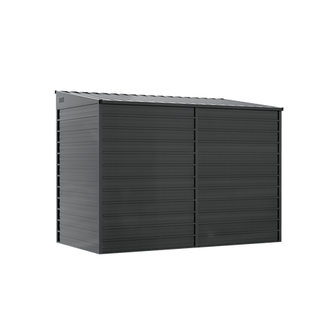 7.5x4.2 ft Outdoor Metal Storage Shed – Dark Grey, Dual Swing Doors, Heavy - Duty Steel Frame EF0804 - with | Sold by Uncle Wiener's Wholesale