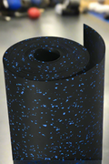 Rubber Gym Roll Flooring – Blue Speck Finish 3.28 ft x 32.80 ft
Rubber Gym Roll Flooring Installed in Fitness Studio
Black Rubber Roll Mat for Gym and Garage Floors
CrossFit Gym with Rubber Flooring Roll