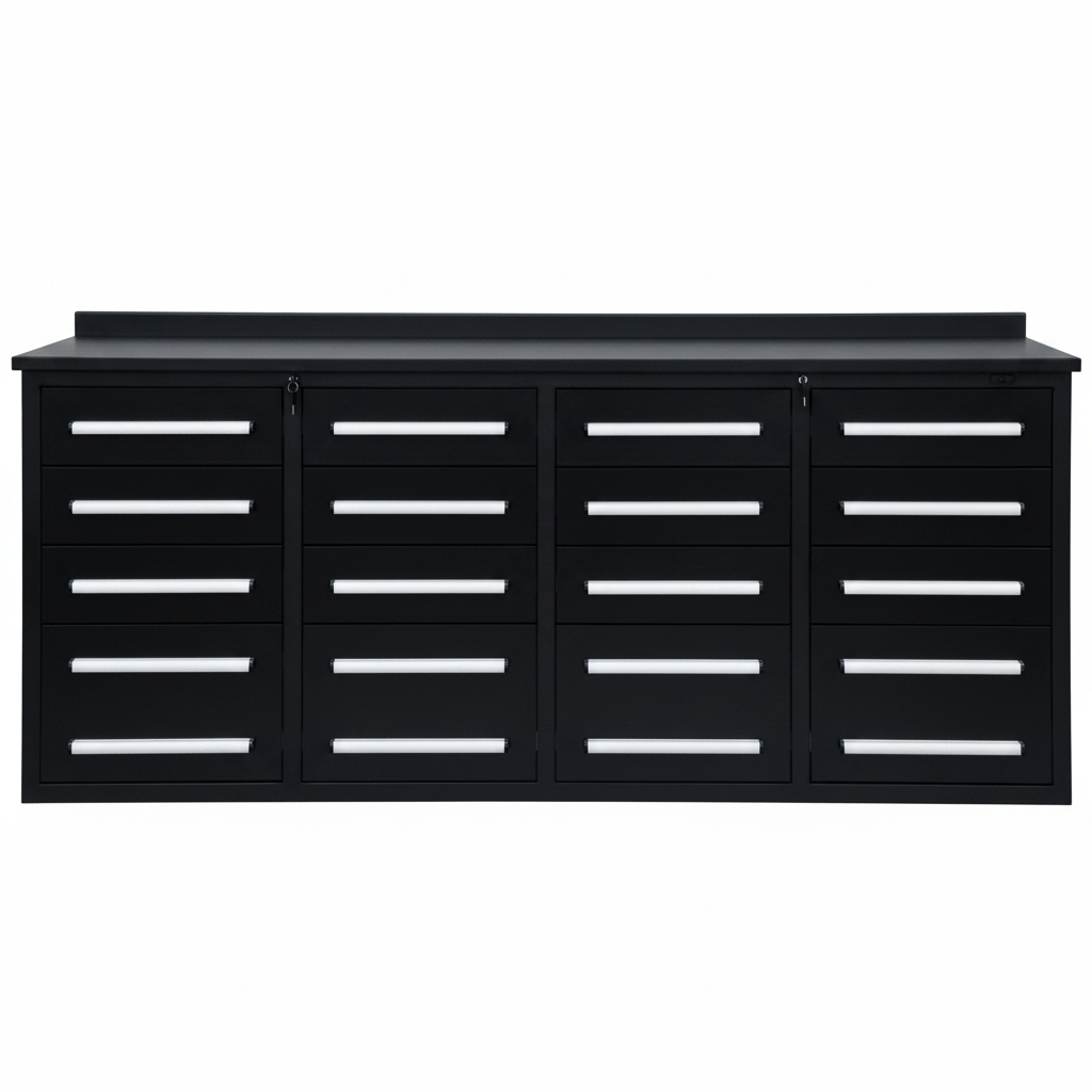 7FT Heavy - Duty Steel Tool Bench – Workbench with Drawers for Garage & Workshop - with BLACK 7 FT 20 DRAWER | Sold by Uncle Wiener's Wholesale