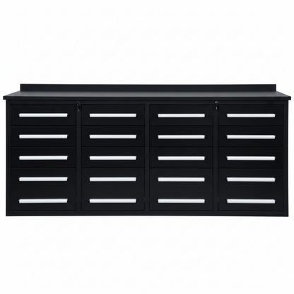 7FT Heavy - Duty Steel Tool Bench – Workbench with Drawers for Garage & Workshop - with BLACK 7 FT 20 DRAWER | Sold by Uncle Wiener's Wholesale